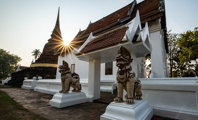 Naklejka premium Wat Traphang Thong in the old city of Sukhothai, northern Thailand