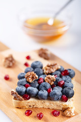 Fresh delicious homemade Sandwich with berry fruits