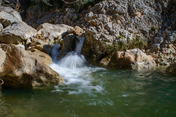 Water flowing into a pool from front - La Hoz