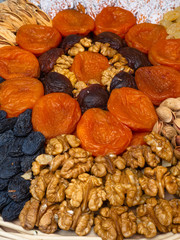 Dried fruits an nuts for healthy heart, full of vitamins and potassium, antioxidant. Organic food for everyone's health