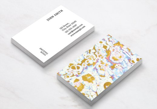 Business Card Layout with Abstract, Colorful Photo