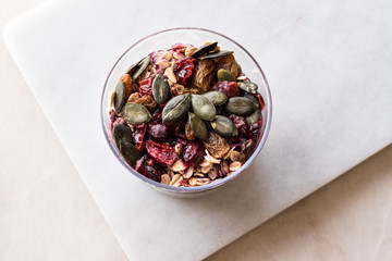 Healthy Chia Pudding with Pumpkin Seeds / Acai Bowl in Plastic Cup