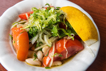 White bean (piyaz) salad in Turkey.