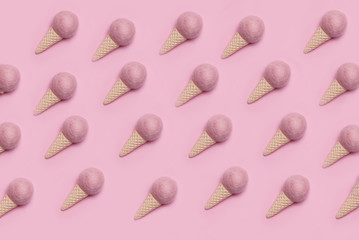 Ice cream on pastel colorful background. Minimal summer concept. Flat lay.