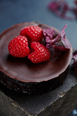 Chocolate cake with raspberry