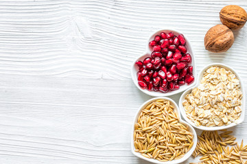 concept healthy for heart food on wooden background top view