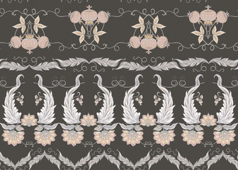 Stylized ornamental flowers in vintage style