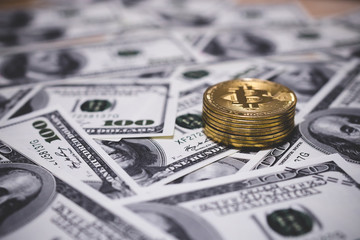 Bitcoin gold coin (cryptocurrency) on us dollar - can use for financial and business background