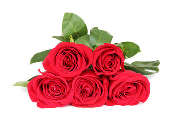 Bouquet of red roses isolated on white background