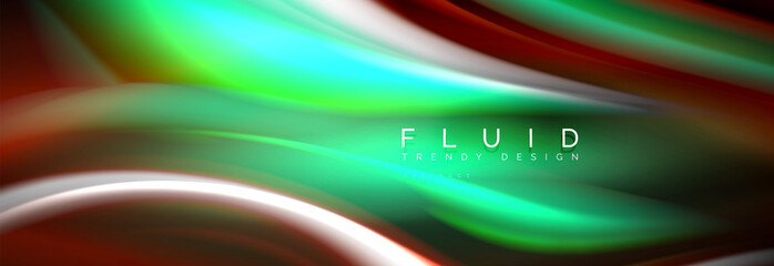 Fluid colors mixing glowing neon wave background, holographic texture