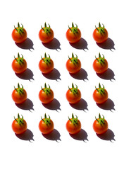Composition of Fresh cherry tomatoes vegetable pattern top view