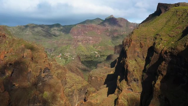 Aerial view of Maska canyon on Tenerife