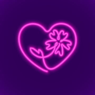 Valentines day background.Vector neon heart