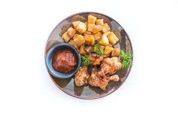 roasted sleeves chicken with potatoes and barbecue sauce