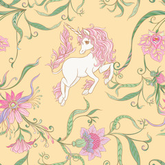 Obraz na płótnie Canvas Seamless pattern, background with unicorn
