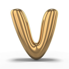 Letter V made of inflatable balloon isolated on white background. 3D