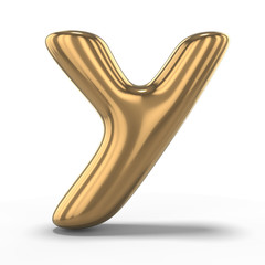 Letter Y made of inflatable balloon isolated on white background. 3D