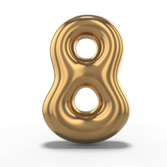 Number eight made of inflatable balloon isolated on white background. 3D