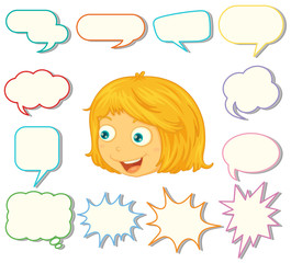 A girl with different speech balloon