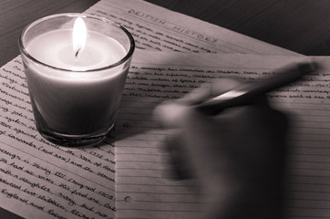 evening study by candlelight