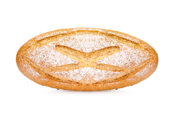 Bread multigrain cubes on a white background.