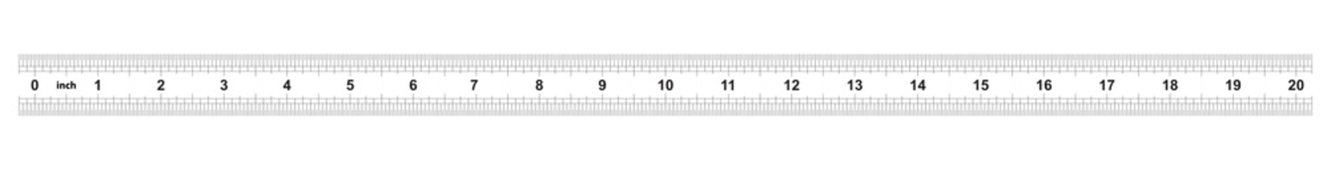 Double sided 20 inch ruler. The price of division - 32 divisions by inch. Exact length measurement device. Calibration grid.