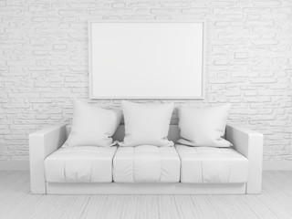Modern sofa in an interior room view