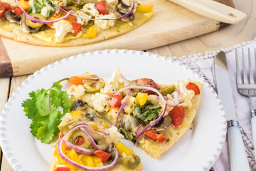 Vegatable cauliflower  crust pizza.