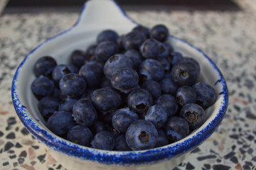 Blueberries in a white plate