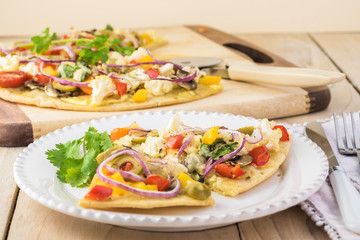 Vegatable cauliflower  crust pizza.