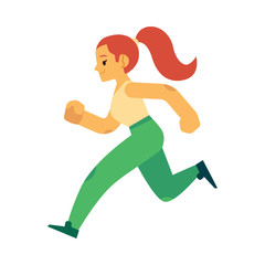 Vector illustration of young woman in sportswear running.