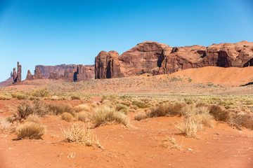 Amazing landscape of Monument Valley on a sunny summer afternoon