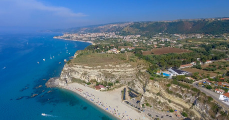 Fototapeta na wymiar Tropea coastline, Italy. Aerial view in summer