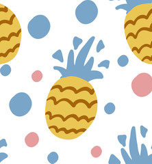 Vector seamless pineapple fruit crazy