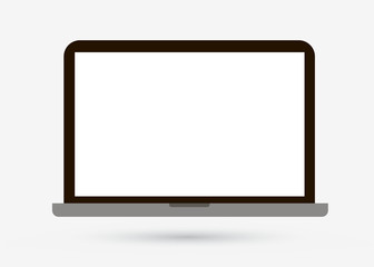 Vector illustration in flat style Laptop isolated PC Computer with space for your text message on white screen.