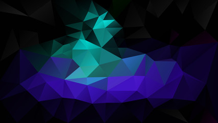 Fototapeta premium vector abstract irregular polygon background - triangle low poly pattern - black neon blue cyan green ultra violet purple color