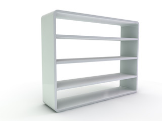 White empty closet. A cupboard with shelves. 3D