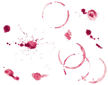 Set of Red Wine Stains and Splatters