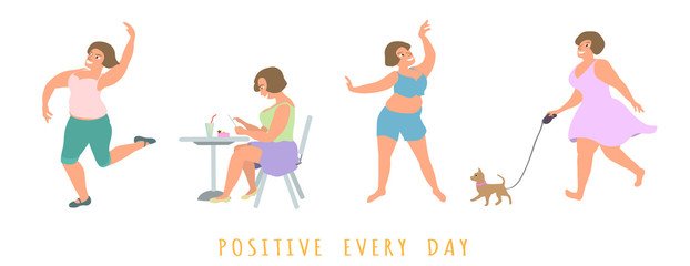 Fun women with body positive style. All people are beutyful.