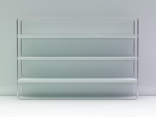 White empty closet. A cupboard with shelves. 3D