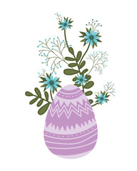 easter egg flowers and leafs isolated icon