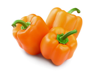 orange sweet bell pepper isolated on white background