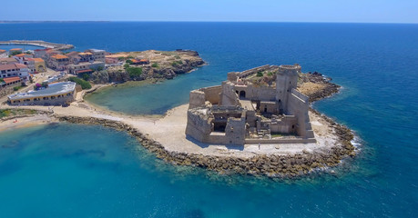 Fototapeta na wymiar Aerial view of Aragonese Fortress in Calabria - Italy