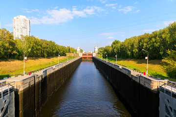 The gateway on the Moscow Canal, constructed between 1932 and 1937, a transport artery and a grand structure providing Moscow with water.