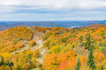 Aerial view of Mont-Tremblant National Park in fall color