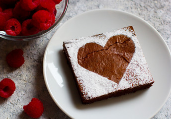 Raspberry Brownie, Valentine's Day, on a light background
