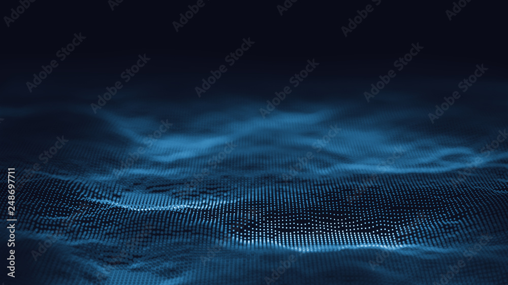 Poster 3d abstract digital technology background. futuristic sci-fi user interface concept with gradient do