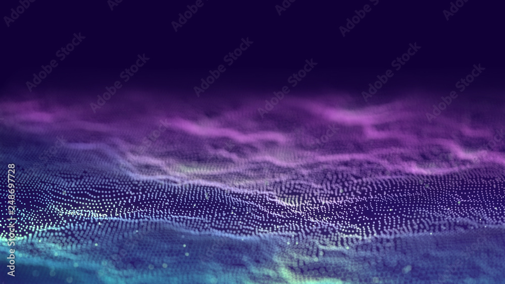Poster 3d abstract digital technology background. futuristic sci-fi user interface concept with gradient do