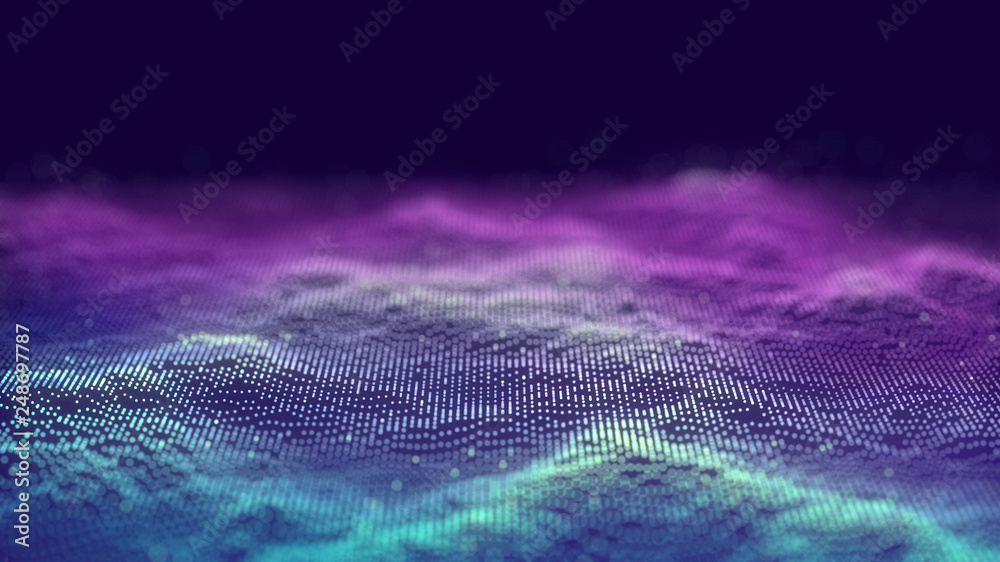 Poster 3d abstract digital technology background. futuristic sci-fi user interface concept with gradient do
