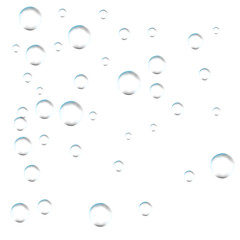 Bubbles on white background. Simple design, clear soapy shiny, vector illustration